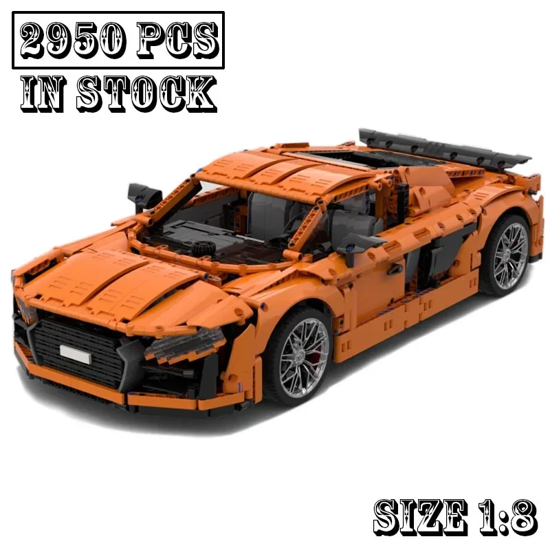 

New 1:8 Scale MOC-117091 R8 V10 Supercar Racing Car Vehicle Sport Model Building Blocks Kids Educational Toys Birthdays Gifts