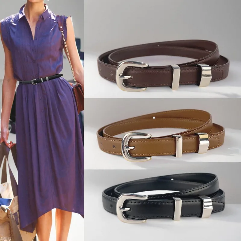 Luxury Brand Women's Versatile Leather Belt with Casual Pants Suit Dress Short Skirt High-end Belt Waist Slimming Effect