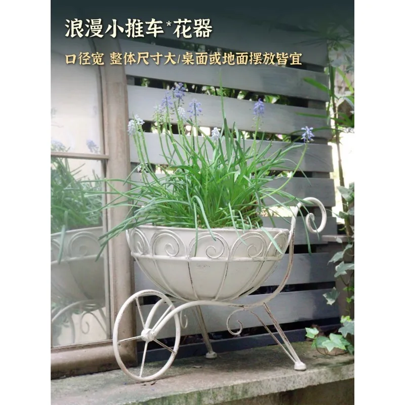 Flower pot outdoor wrought iron courtyard trolley garden outdoor terrace balcony flower stand creative decoration succulent flow