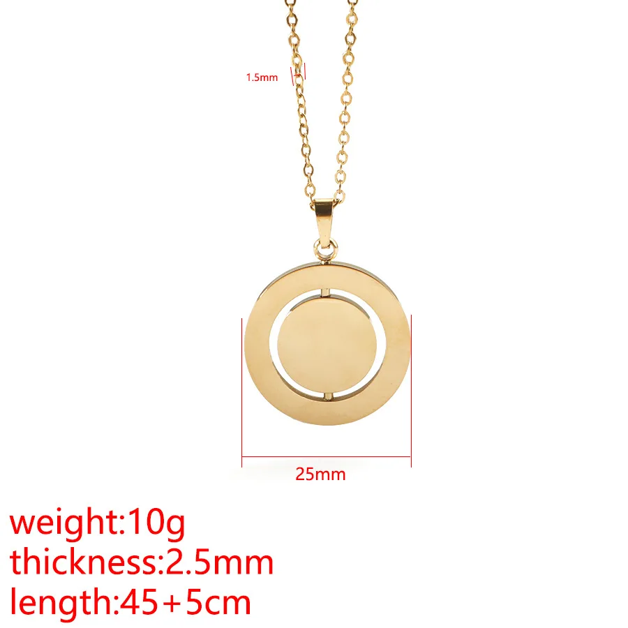 Fnixtar 10pcs Stainless Steel Round Rotatable Pendant Necklace Name Tag Necklaces Fashion Lover Couple Jewelry
