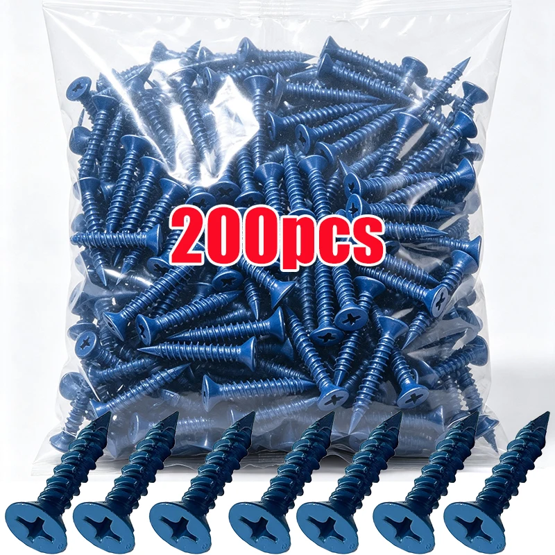 Concrete Screw Flat Head Self Drilling Screws Set Carbon Steel Anchor Wooden Board Fixing Bolts Screws Hardware Fasteners Set