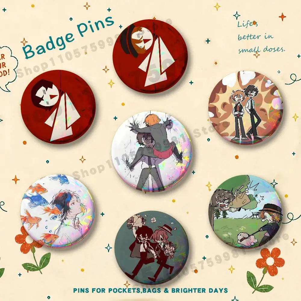 Anime D-Dazai Chuuya Brooches for Bag Decor Jewelry Accessories Gift 25/32/44/58/75mm Round Cartoon Badges