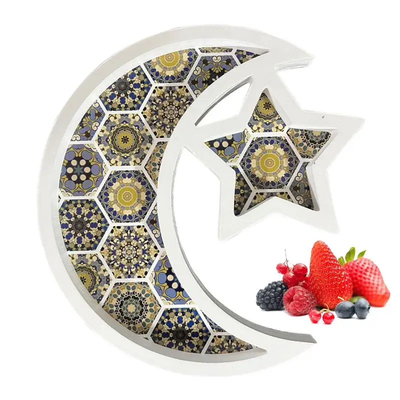 Moon Star Tray Festival Decorative Dessert Trays Wooden Display Tray Eid Ramadan Mubarak Serving Dish kitchen accessories