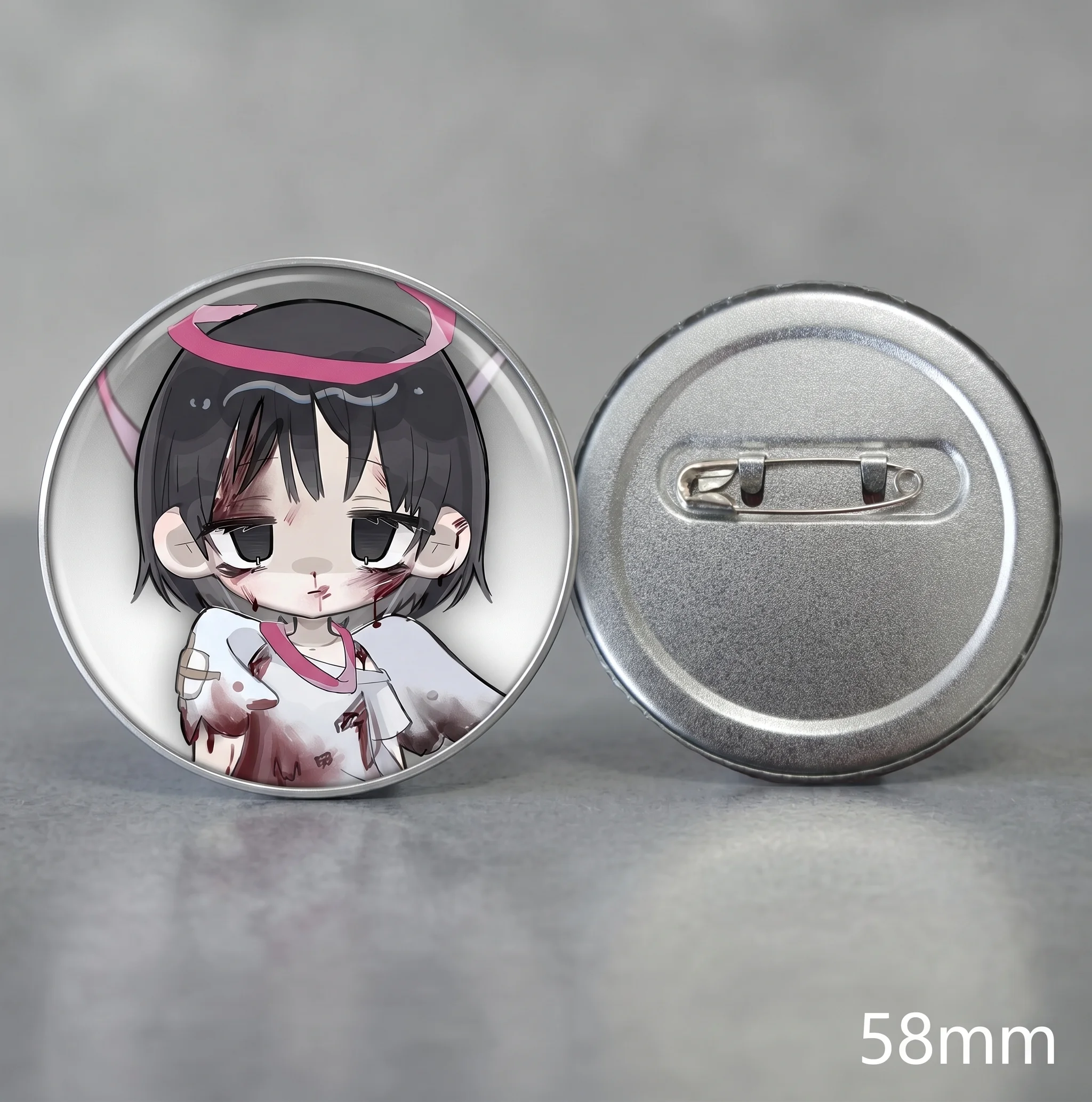 Octopus P Original Sin Game Anime Merch Enamel Badge Round 58 Square 50mm Tinplate Pin Chibi Fanart ACG Manga Button Keychain