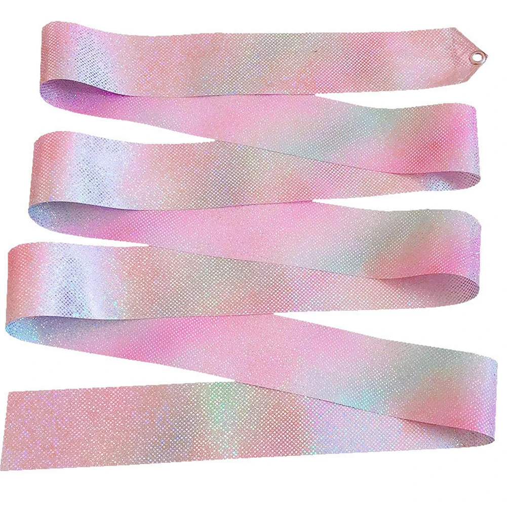 

2/4M Flashing Dance Ribbon with Wand Colorful Gymnastic Ribbon Aesthetic Sparkling Dance Ribbon for Artistic Dancing Training