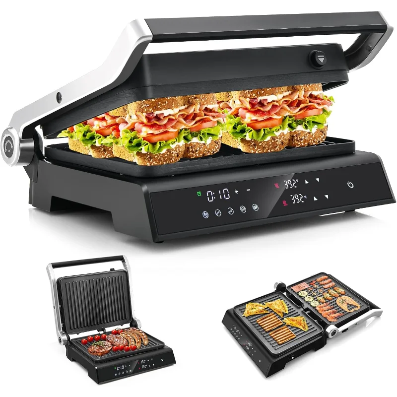 

Giantex Panini Press Sandwich Maker, 3-in-1 Electric Indoor Grill, 2 Removable & Dishwasher Safe Non-Stick Plates, Drip Tray