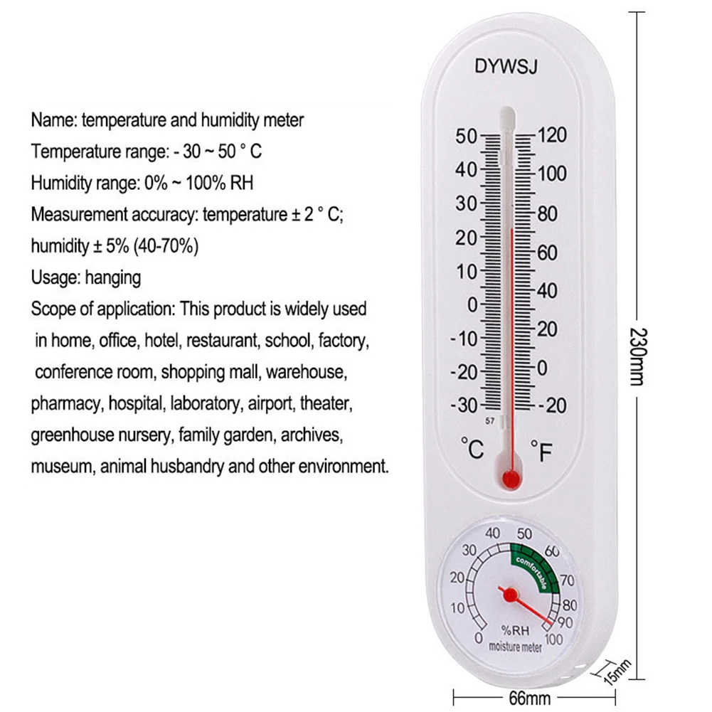 Laboratory Wall Hanging Thermometer Garden Greenhouse Planting Humidity Meter Temperature Monitor Measurement Tool 230x 66mm