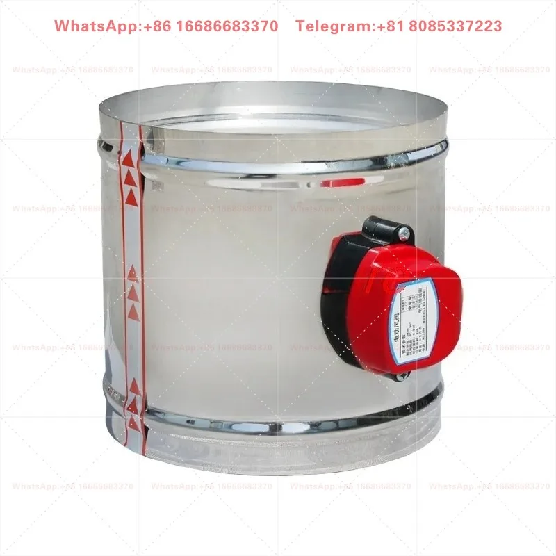 220V 12V 24V 201 Stainless Steel Motorized Air Damper Valve 63-250mm Air Duct Vent Electric Pipeline Air Control Valve