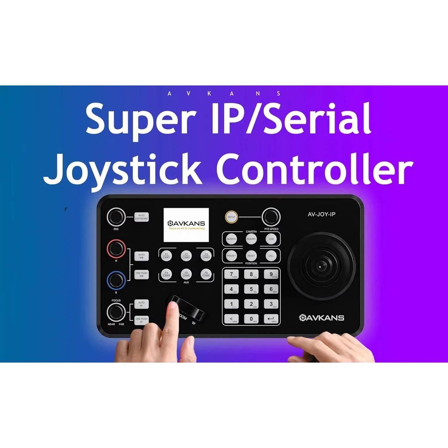 

AVKANS Super PTZ Camera Joystick Controller, IP NDI PTZ Camera Controller Keyboard with 4D Joystick for PoE Enable