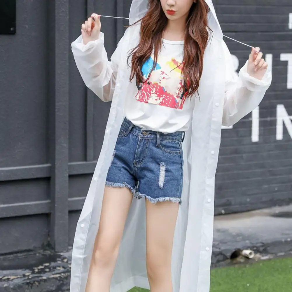 Fashion Hoodie Raincoat Thicken Long Raincoat Foldable Men Women Rainy Day Outdoor Hoodie Rain Coat Waterproof