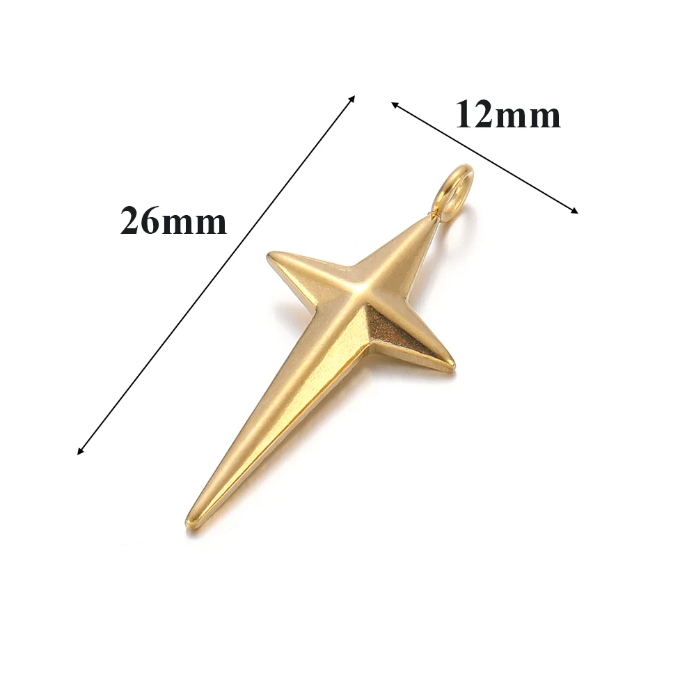 5 Stück Edelstahl-Stern-Kreuz-Anhänger für Ohrringe, DIY-Schmuckanhänger, Zubehör für die Schmuckherstellung, Armbandzubehör – Detail 3