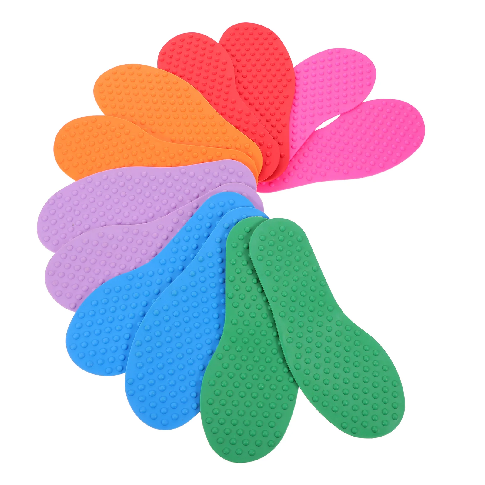6쌍 발 모양 카펫 바닥 마커 미끄럼 방지 고무 스팟 교실 감각 훈련 유치원 야외 활동용