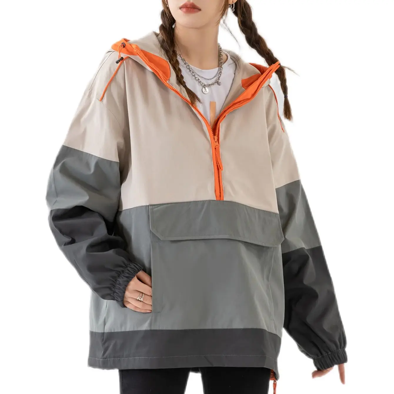 

Женская легкая ветровка, куртки на полумолнии с карманами для бега, пешего туризма, кемпинга, полевого пальто