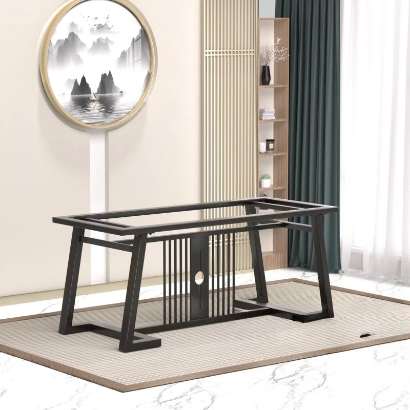 

Creative new Chinese tea table leg bracket rock slab table foot marble base solid wood office desk dining table foot shelf