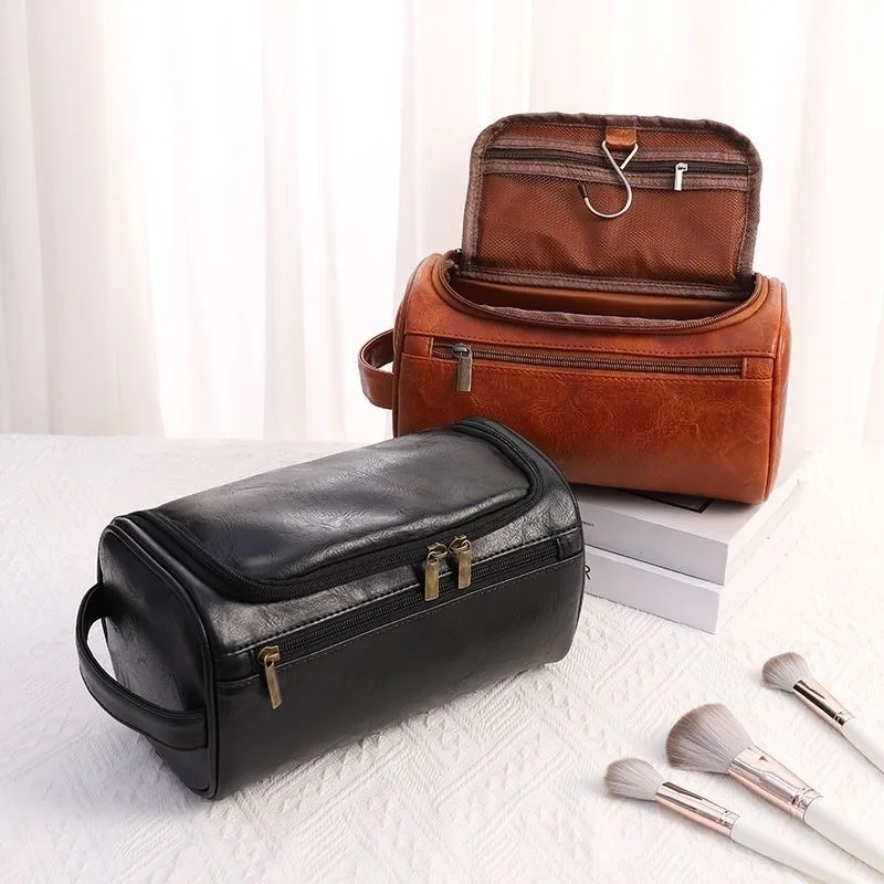 Sense of Advanced Pu Leather Texture Smooth Unisex Wash Bag Go Out All-match Western Style Multifunction Small Square Bag