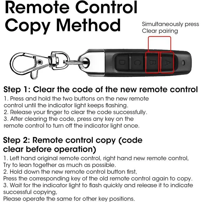 【BRILLIANT 】6Pcs 433Mhz Copy Remote Opener,Universal Garage Door Controller Wireless Cloning Key Fob 4In1 Remote Control Duplica