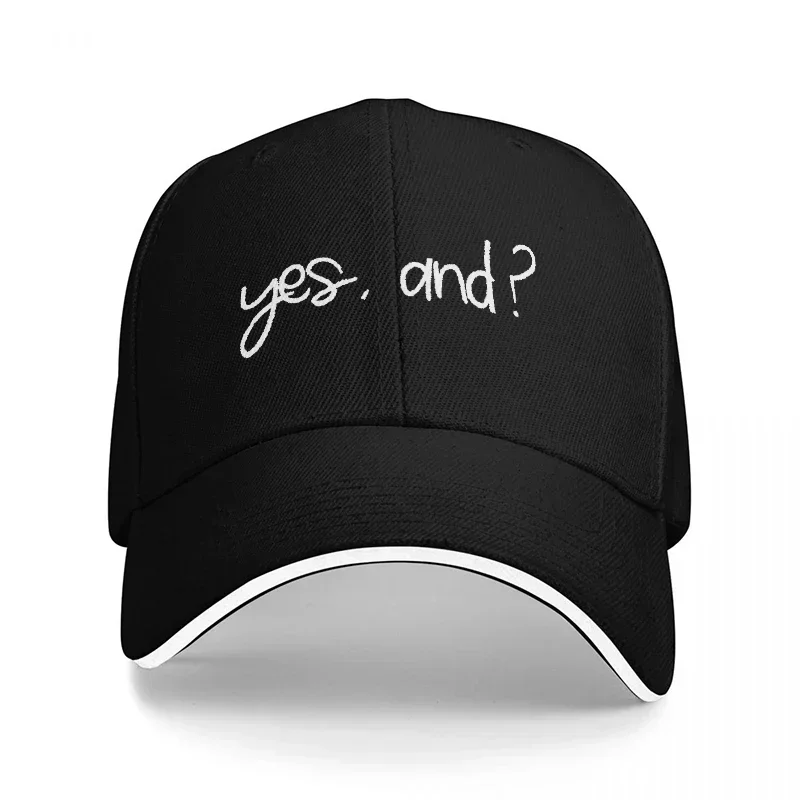 New Yes And Question Mark Embroidered Black Baseball Cap With White Trim Classic Adjustable Hat For Everyday Wear