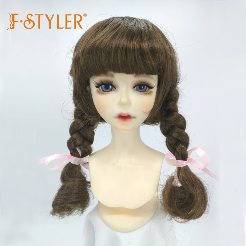 BJD Doll Pigtails On Both Sides BJD Doll Soft Synthetic Mohair Doll Hair Wig Color Hair Accessories Customization1/3 1/4 1/6