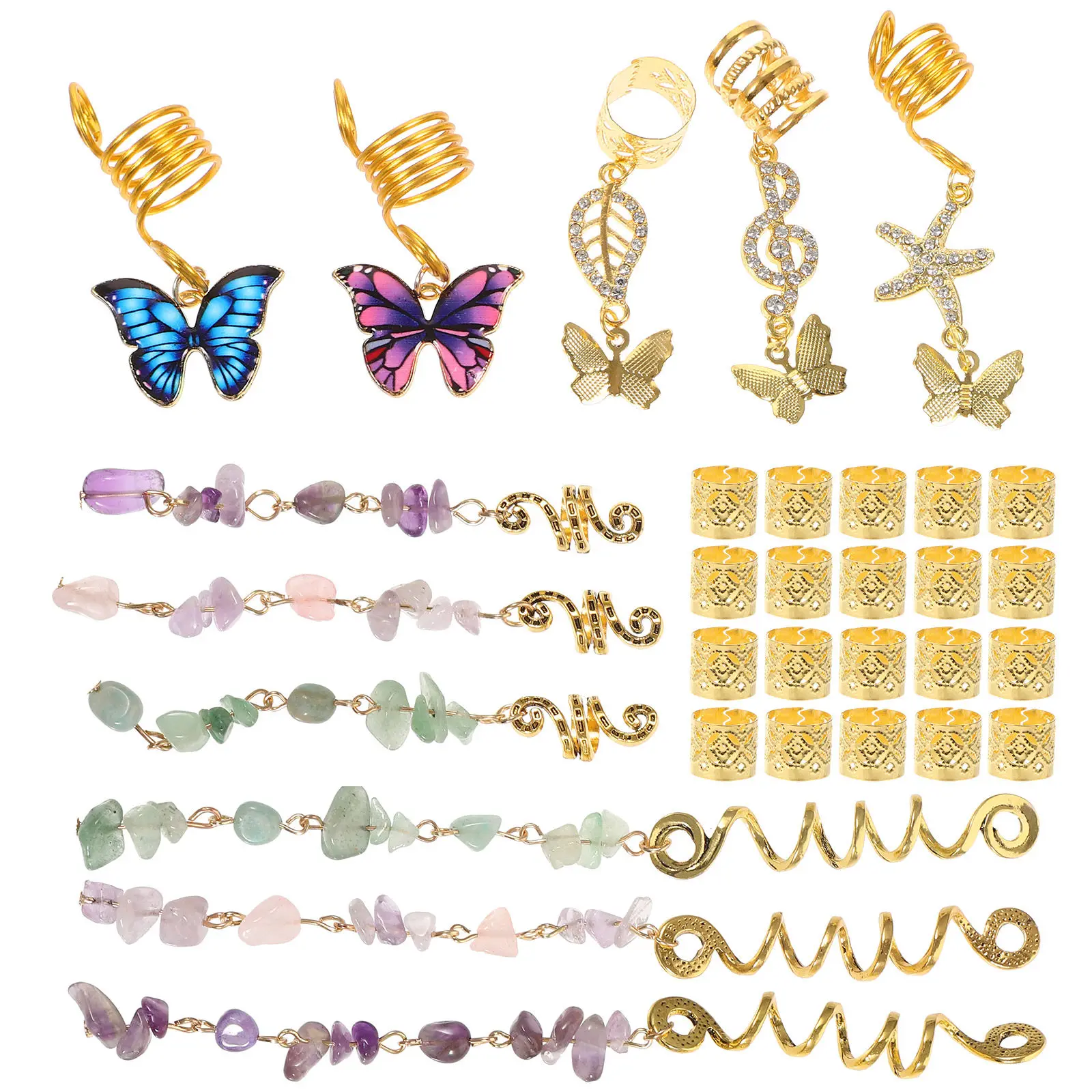 

Набор из 31 аксессуара для дредов: украшения-шармы для плетения кос, подвески для волос, декор для причесок своими руками для женщин