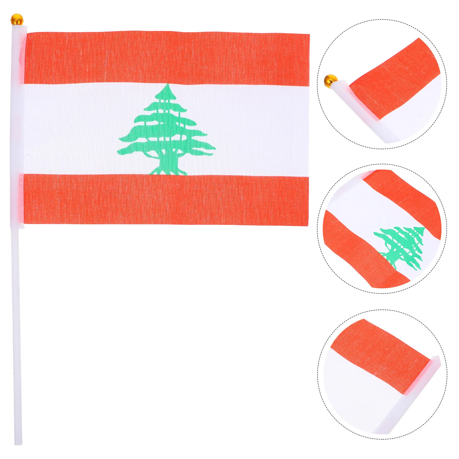 20Pcs Mini Lebanon Flags on Sticks Polyester Hand Waving Design Authentic National Flag for Sports Teams Parades Cultural