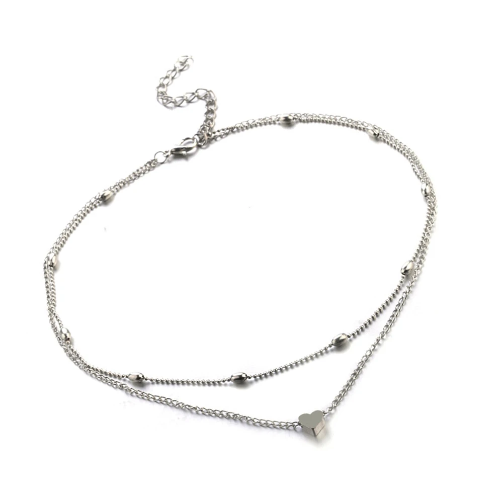 

Choker Necklaces for Woman Clavicle Elegant Heart Adjustable Layering Pendant Women European and Chain Miss