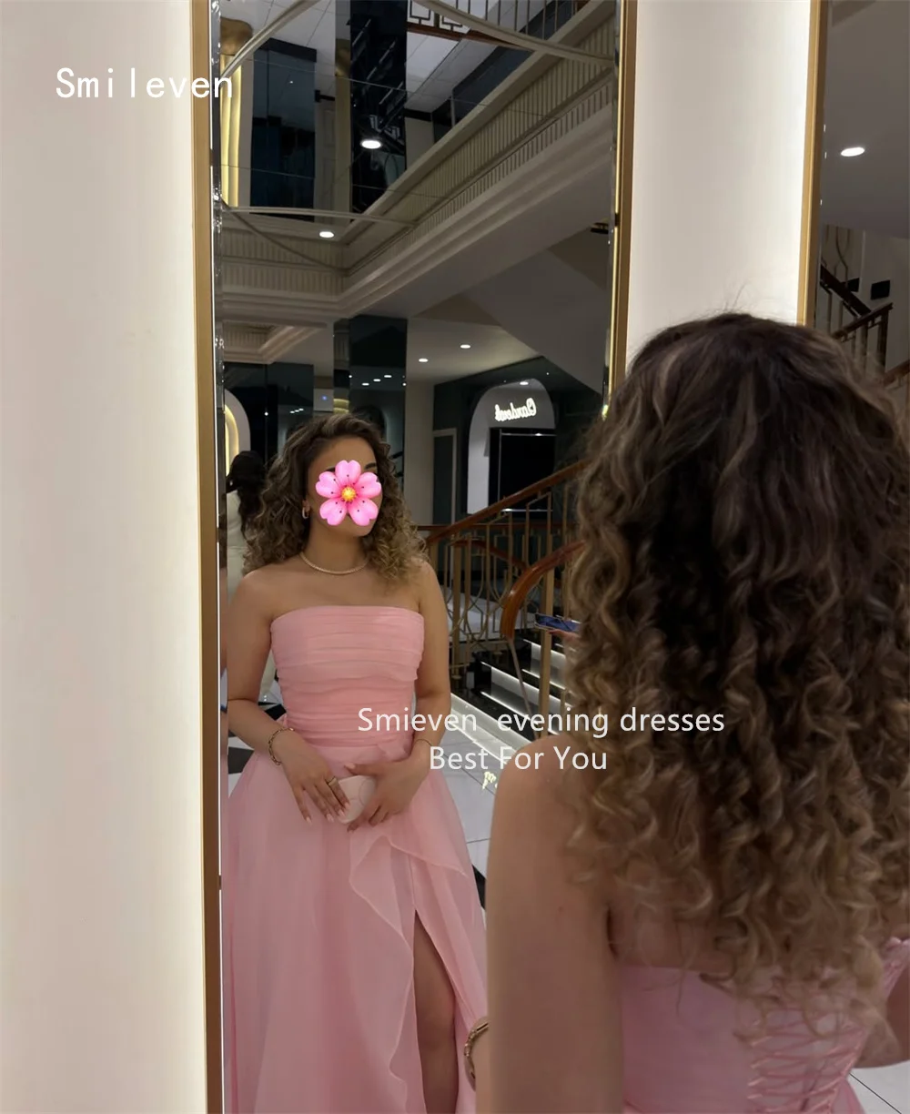

Smileven Luxury A Line Evening Dress Side Silt Formal Prom Dresses Pleat Pink Chifforn Birthday Party Gowns Customized 2026