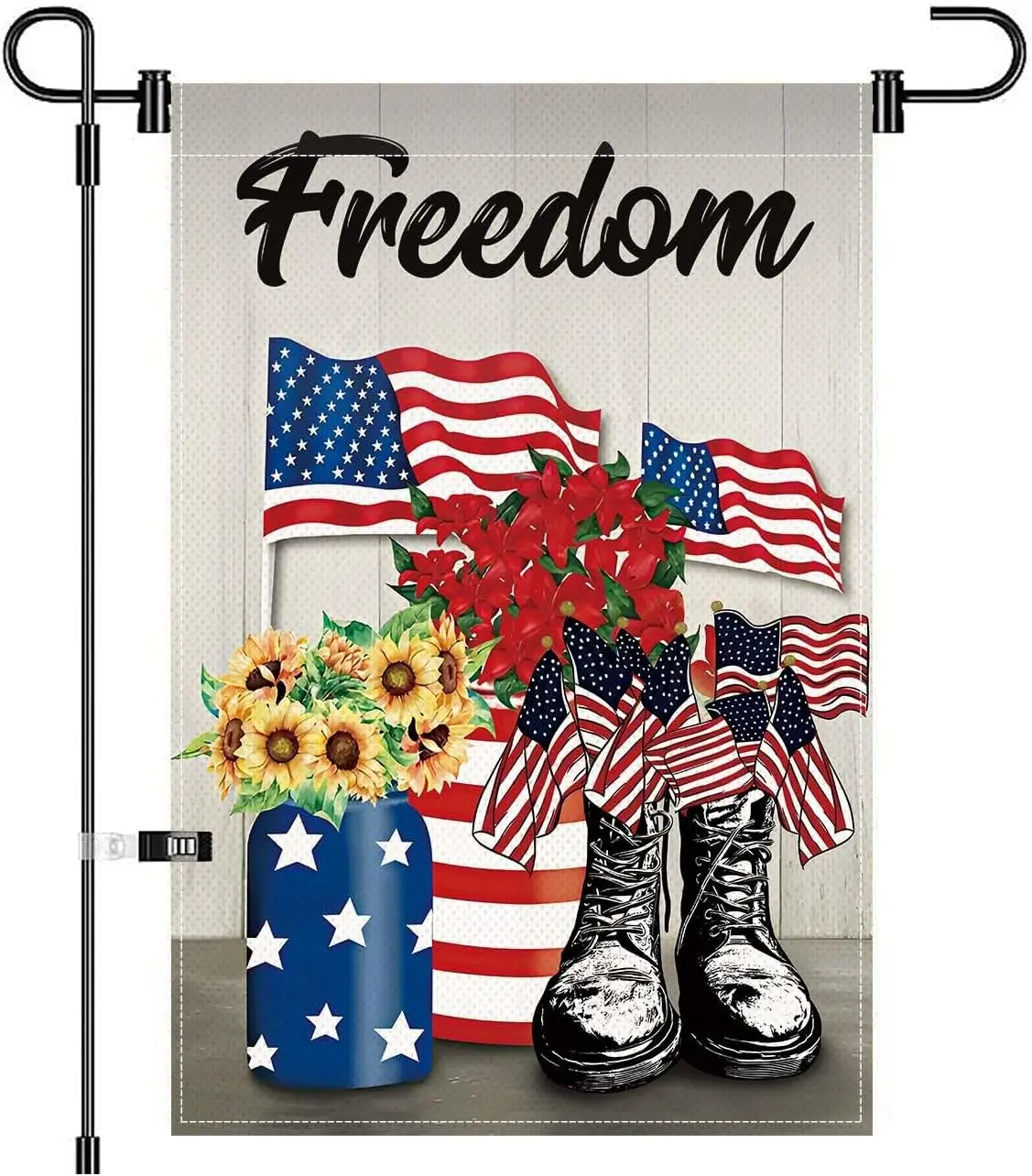 Freedom Boots Garden Flag Patriotic Soldier Memorial Independence Day Banner for 4th of July Veterans Day Outside Decor (A5) GGX