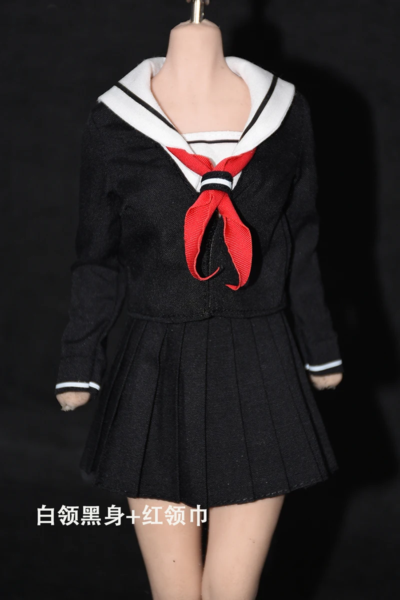 1/6 Sexy Women's School Sailor Uniform Long Sleeves Top Pleated JK Long/Short Skirt Outfits with Bow Tie for 12'' Action Figure