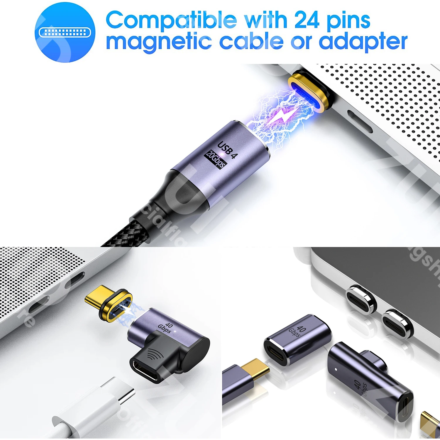 3/5/10Pcs 24-Pin USB Type C Magnetic Cable Adapter For USB4.0 Magnetic Adapter Mobile Phone Dust Plugs Magnetic Tips Converter