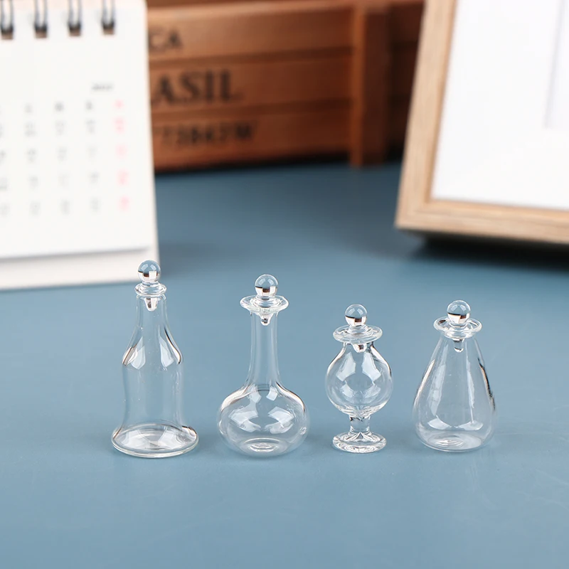 1/12 Dollhouse Miniature Accessories Mini Glass Candy Jar Simulation Food Dessert Can Model Toys for Doll House Decoration