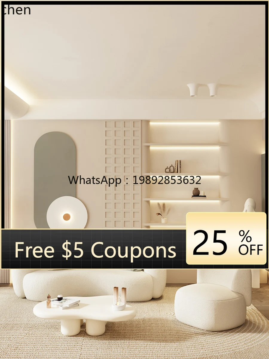 light luxury simple small apartment living room beauty salon lamb wool curved fabric sofa