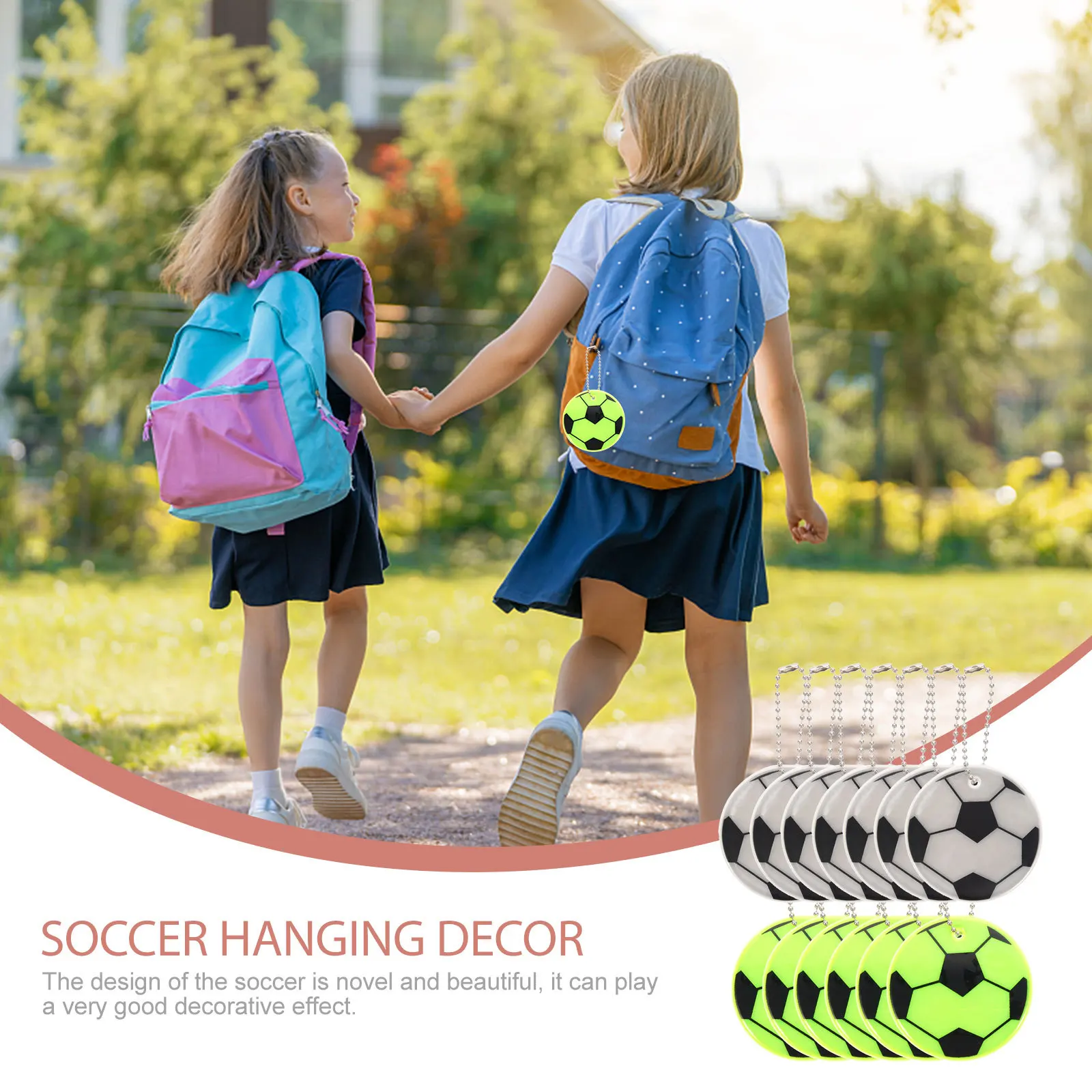 

12Pcs Reflective Soccer Hanging Decor Delicate Pendant Lightweight for Backpack School Bag Keychain Soccer Party Favor