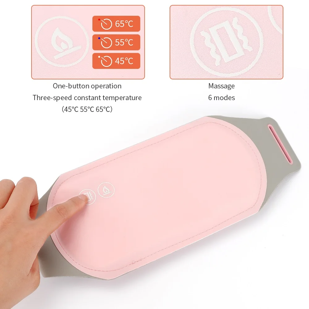 Washable Menstrual Heating Pad Electric Warm Lady Uterus Reduce Menstrual Stomachache Waist Pain Hot Compress 6 Modes Massager