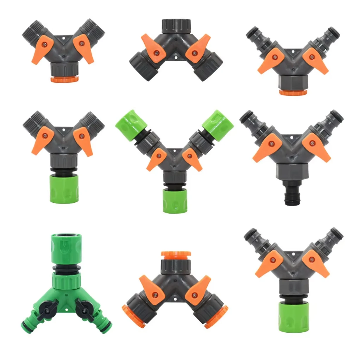 Garden Water Pipe Connectors Pipe Adapter Y Shape Hose Splitter Valve Three Way Plastic Valve with Switch for Flower Planting