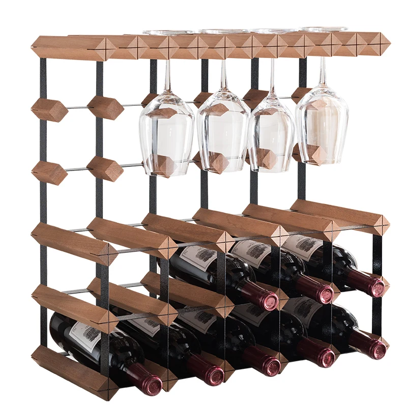 

Wine rack Solid wood glass rack Ornament red rack Hanging upside down Light luxury household Red