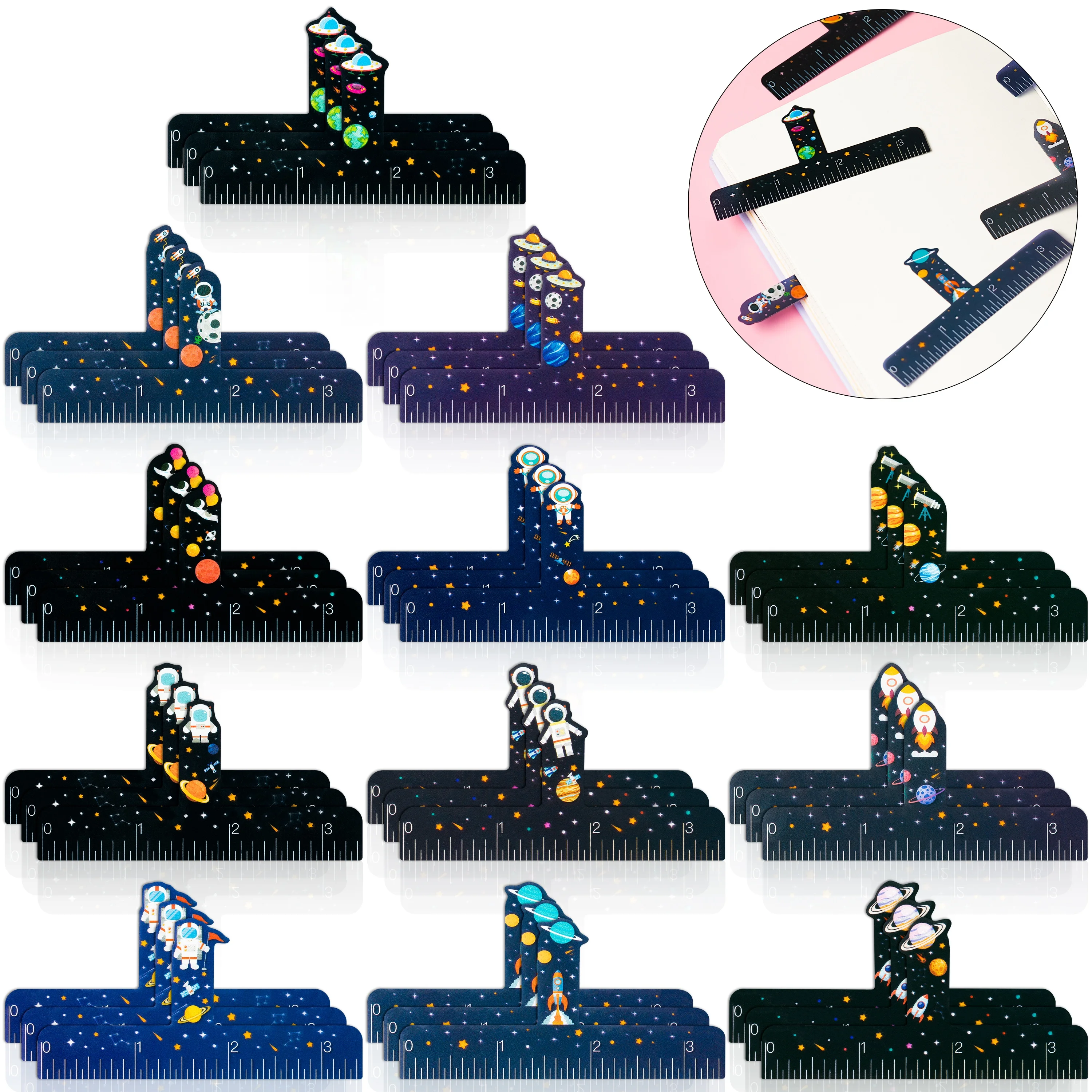 

36Pcs Space-Themed Handwriting Spacing Guide Cards Letter Spacing Practice Tools for Kids Text Layout Writing Spacing Aid Cards