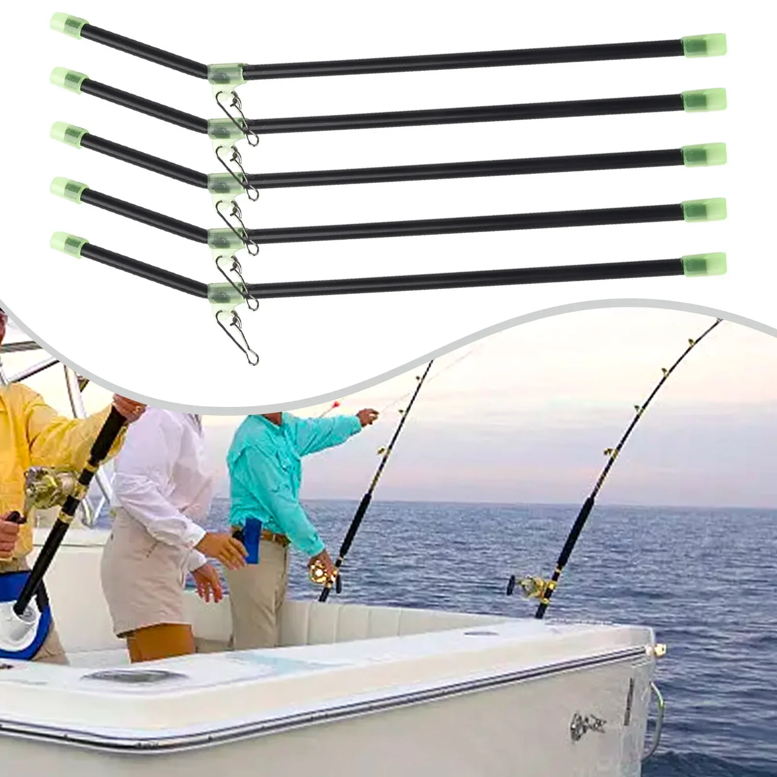 

5x Sea Fishing Anti-Tangle Feeder Boom Luminous Anti Tangle European Style Fishing Balance Connector Black Plastic