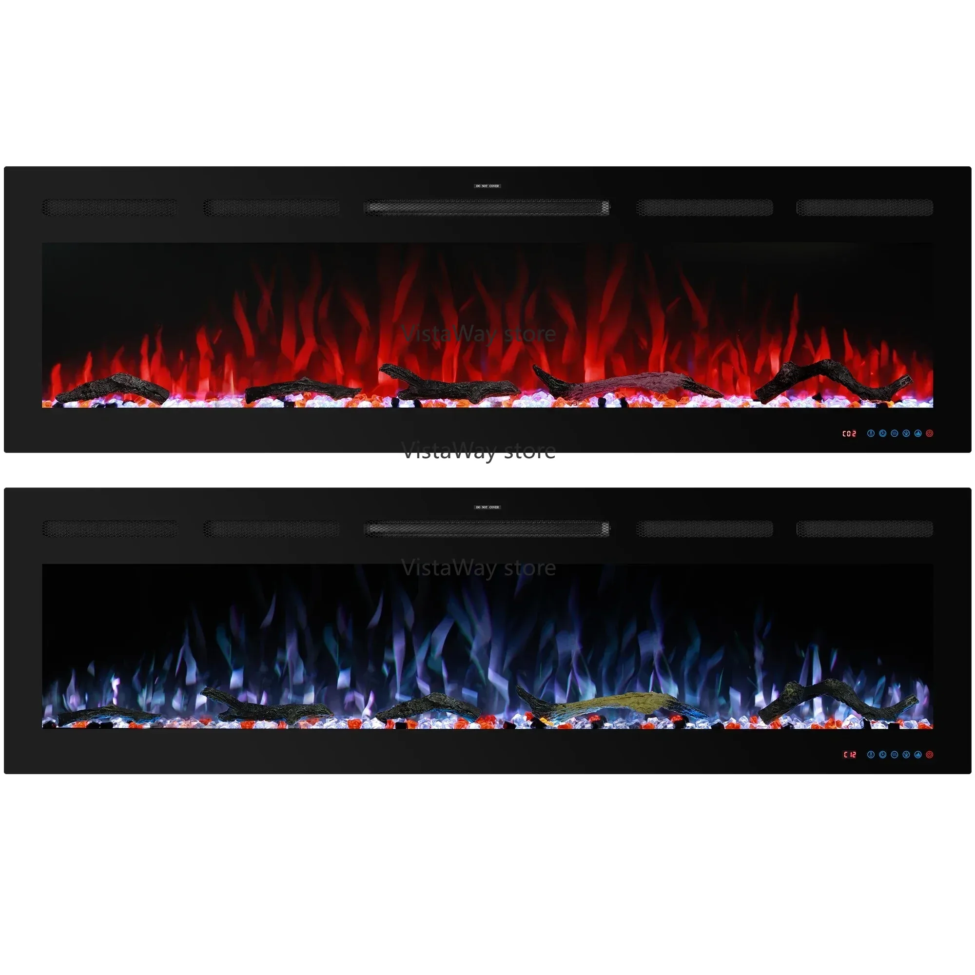 72 Inch Electric Fireplace, Multi Flame Colors Smart APP Control & Alexa Control Function,Wall-mounted And Recessed