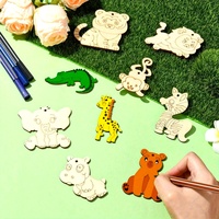 10pcs Jungle Animal Wooden Crafts DIY Painting Wood Slices Hanging Ornaments For Birthday Party Decoration Kids Gift