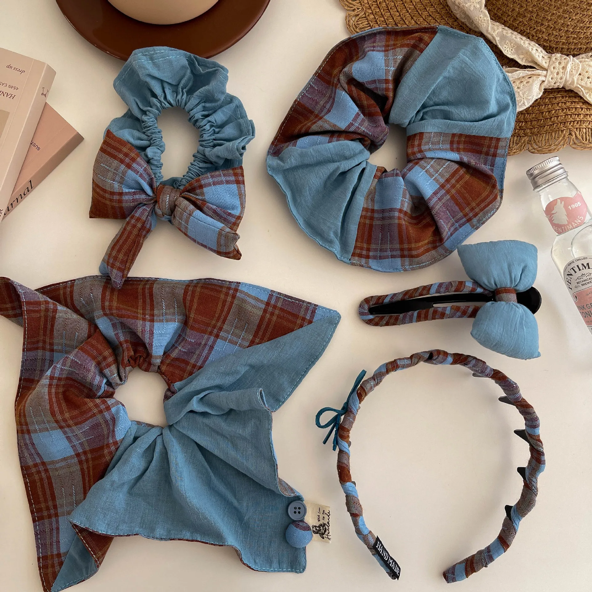 

Большие резинки для волос в клетку в стиле ретро, эластичная резинка для волос, держатель для хвоста, резинка, детская веревка для волос, галстук, аксессуары для волос для девочек