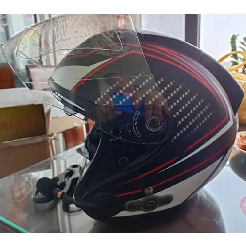 Kuqibao Open Face 3/4 Motorcycle Helmet Build-In Bluetooth Headset 3000mAh Earphone Detachable Liner Men Women Capacete De Moto