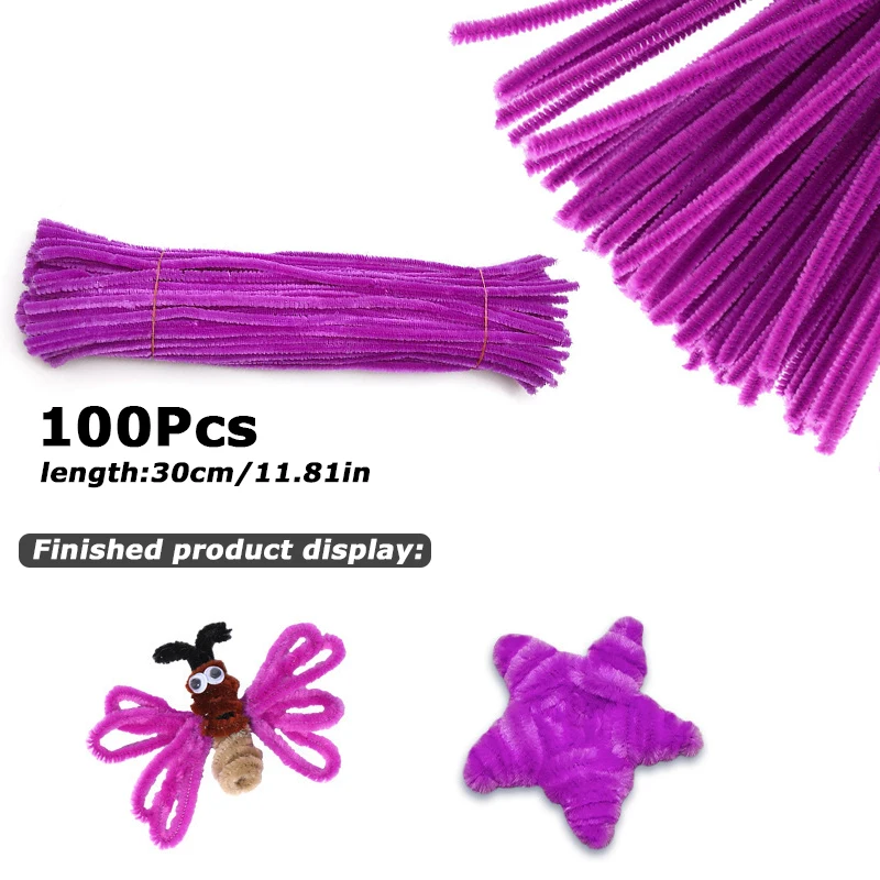 100 Stücke 30 cm Farben Chenille Stem Twisted Rod Eisendraht DIY Handwerk Wolle Wurzel Flauschigen Bar Verdrehen Dekor Rohr reiniger Plüsch