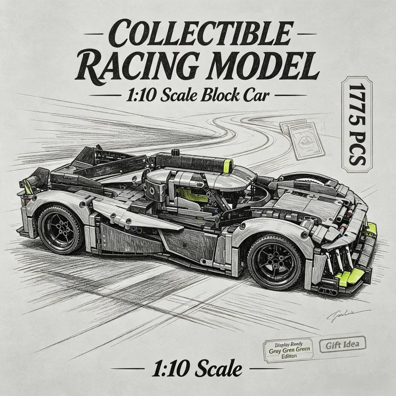 1:10 Scale Race Car Building Blocks Set 1775PCS Sports Racing Car Model DIY Bricks Assembly Toy Collectible Gift for Adults Boys