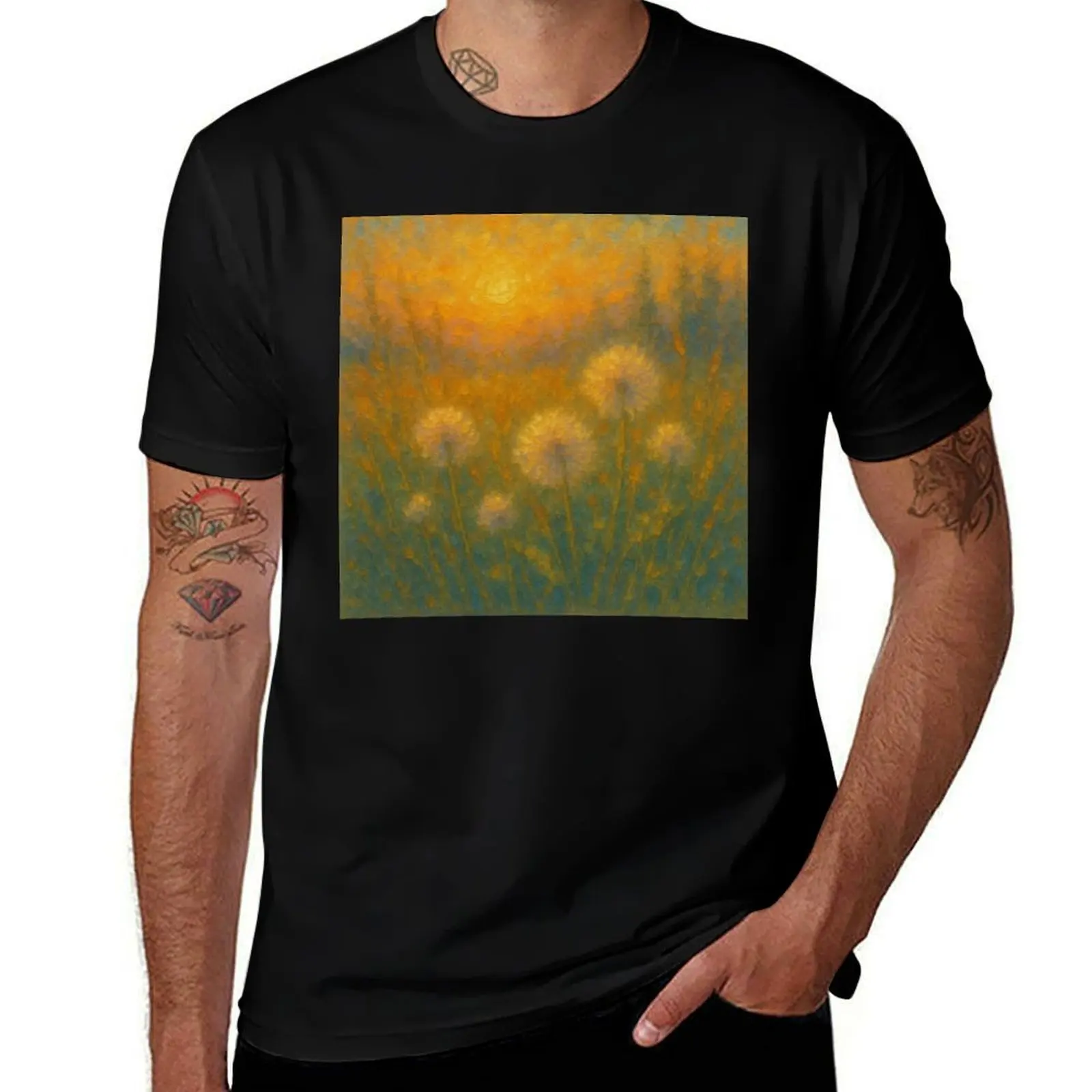 

Sunset Dandelions – Dreamy Wildflower Glow T-Shirt cheap stuff Personalized t-shirt baggy shirts fitted t shirts for men