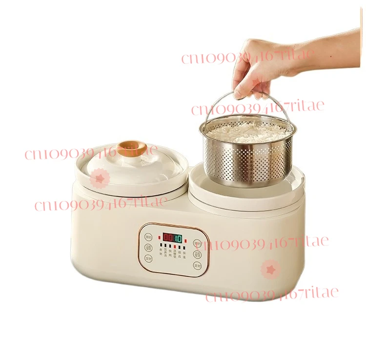 Geeignet für 220 V Doppeltopf, elektrischer Schongarer, Keramik-Eintopf für Suppe, Brei, Reis, Kochen, Heimküchengerät, individuell anpassbar.