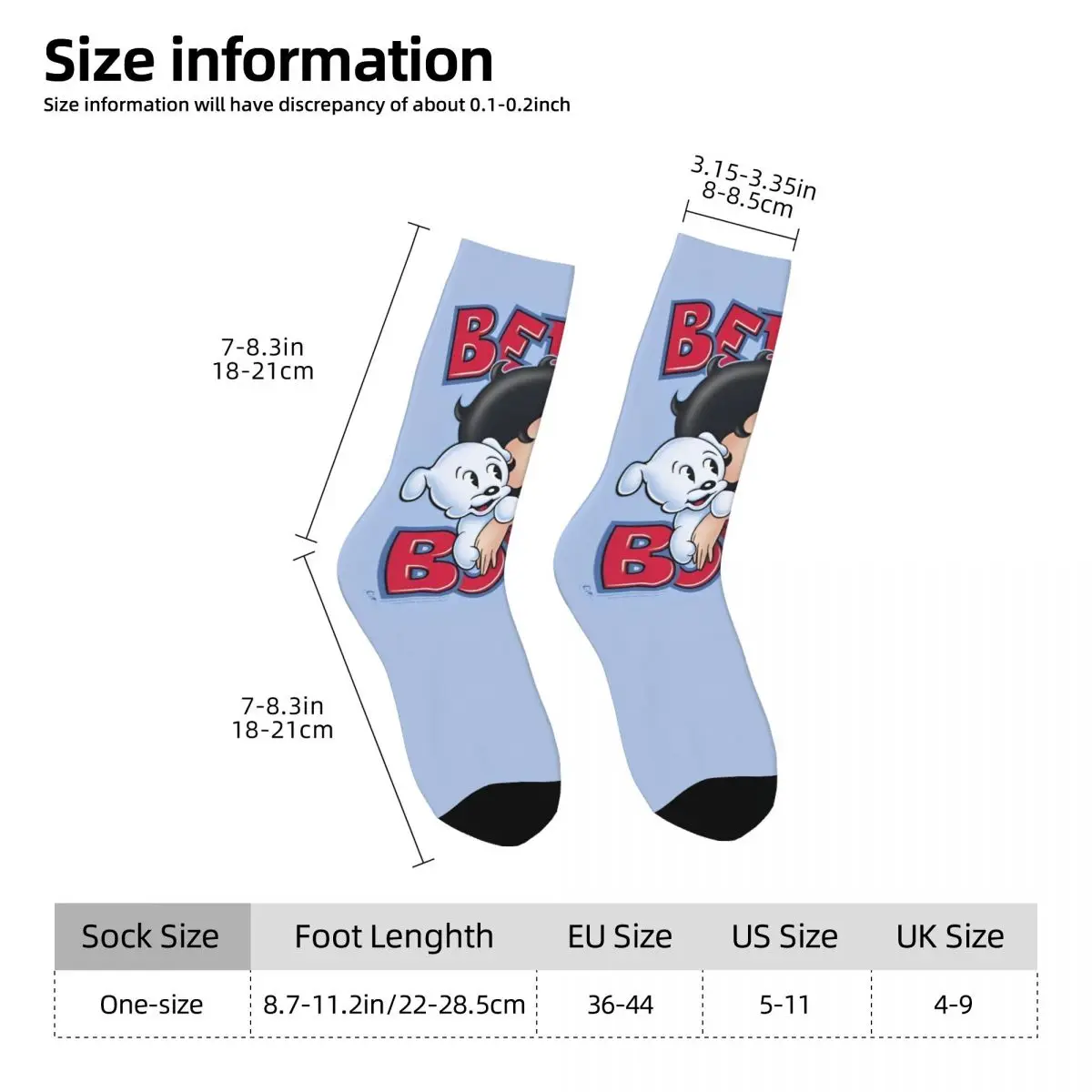 Pani Boop Pończochy Dorośli Mężczyźni pies Skarpetki Wysokiej jakości modne skarpetki Zimowe deskorolki Antypoślizgowe skarpetki graficzne Pomysł na prezent