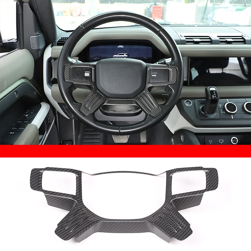 

For Land Rover Defender 90 110 2020-2024 Real Carbon Fiber Car Steering Wheel Decorative Frame Sticker Car Interior Accessories