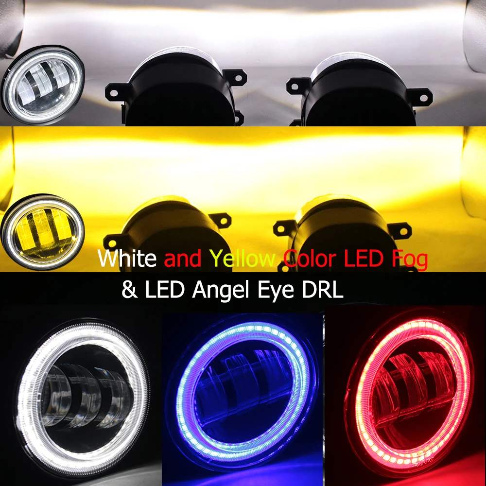 Luz de nevoeiro LED PTF Angel Eyes, DRL abertura do farol do carro, atualização para Mitsubishi Pajero, Montero, Shogun MK3, V73, V79, V77, 2003-2006