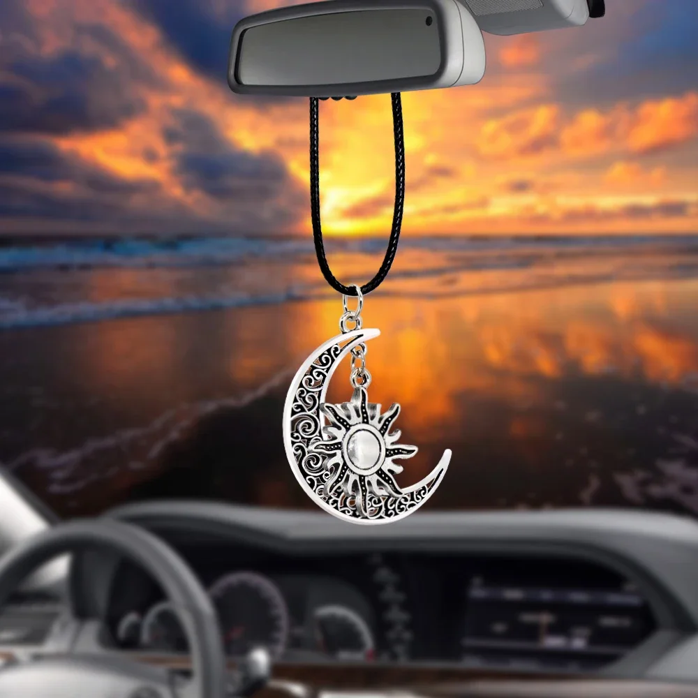 Hot Sale Sun Moon Automobiles Interior Ornaments Pendant Auto Rear View Mirror Decoration Dangle Trim Cars Accessories Gifts