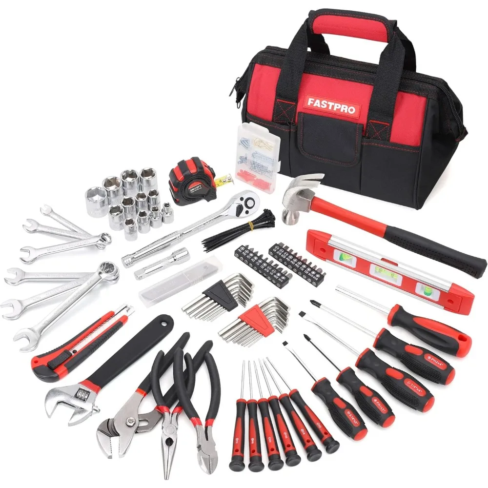 

Comprehensive 236-Piece Household Repair Tool Kit with 12-Inch Storage Bag and Wide Mouth Open Design